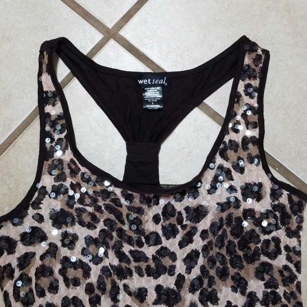 Size LG Animal Print Sparkley Racerback Tank - Picture 2 of 6